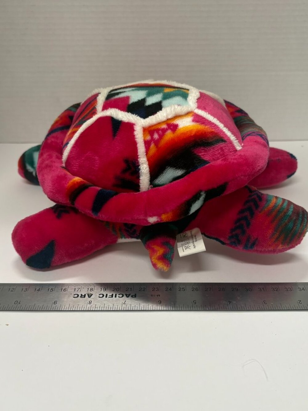 Southwestern Geometric Plush Turtle Stuffed Animal Fuschia Tribal Pattern 12" - Picture 6 of 6
